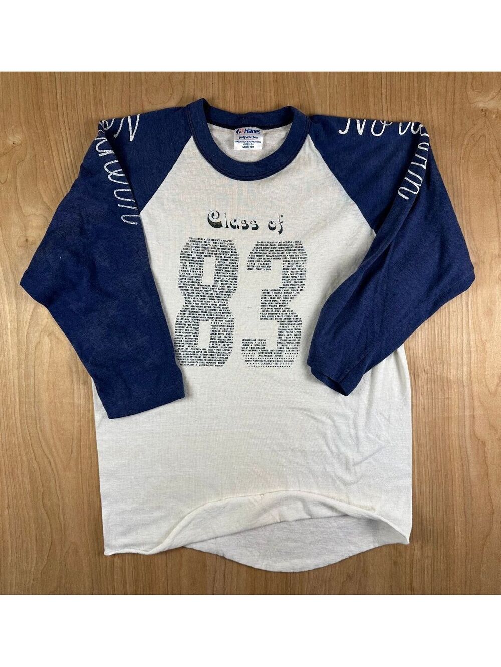 Vintage 80s Class of 83 baseball tshirt Hanes raglan northern athletic contrast